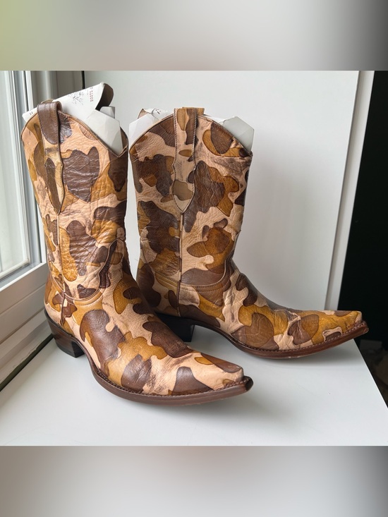 Old Gringo Shoes - Old Gringo Brown Tan Cream Camo Print Leather Cowboy Boots 7